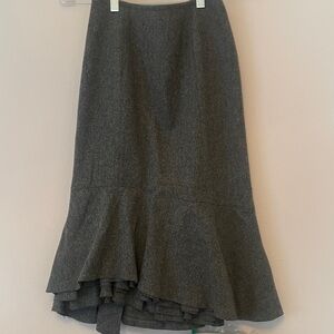 Designer, Ruffled Gray Women's Skirt, fully lined, luxurious wool, mermaid f